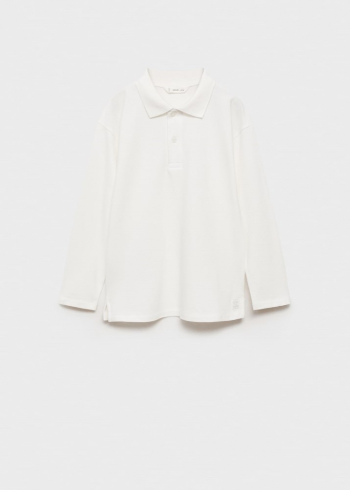 Mango Polo algodón manga larga - Blanco roto