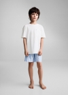 Mango Pijama corto algodón rayas - Blanco roto