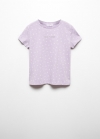 Mango Camiseta logo manga corta - Morado claro/pastel