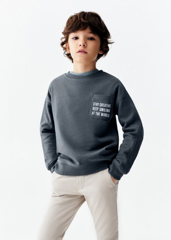 Mango Sudadera algodón mensaje - Verde