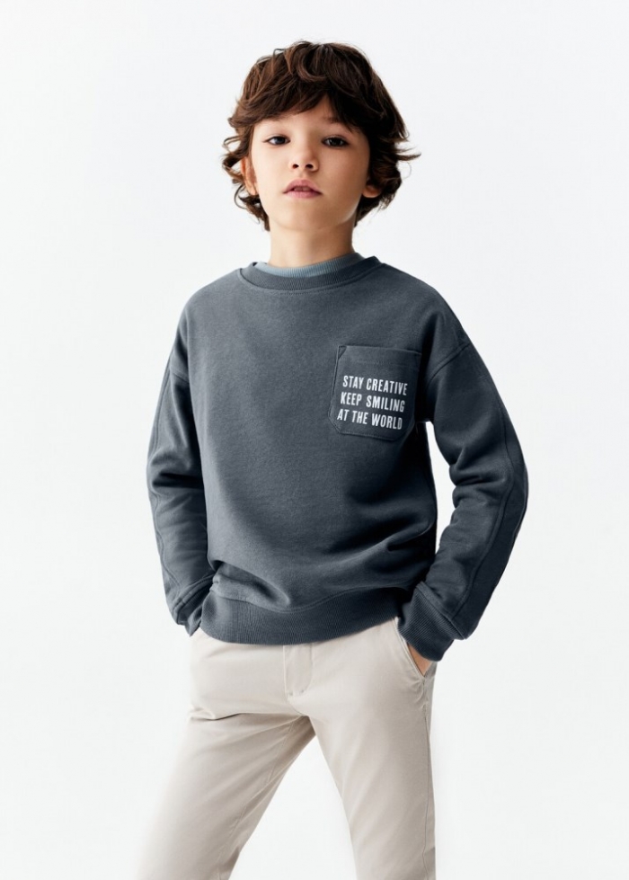 Mango Sudadera algodón mensaje - Verde