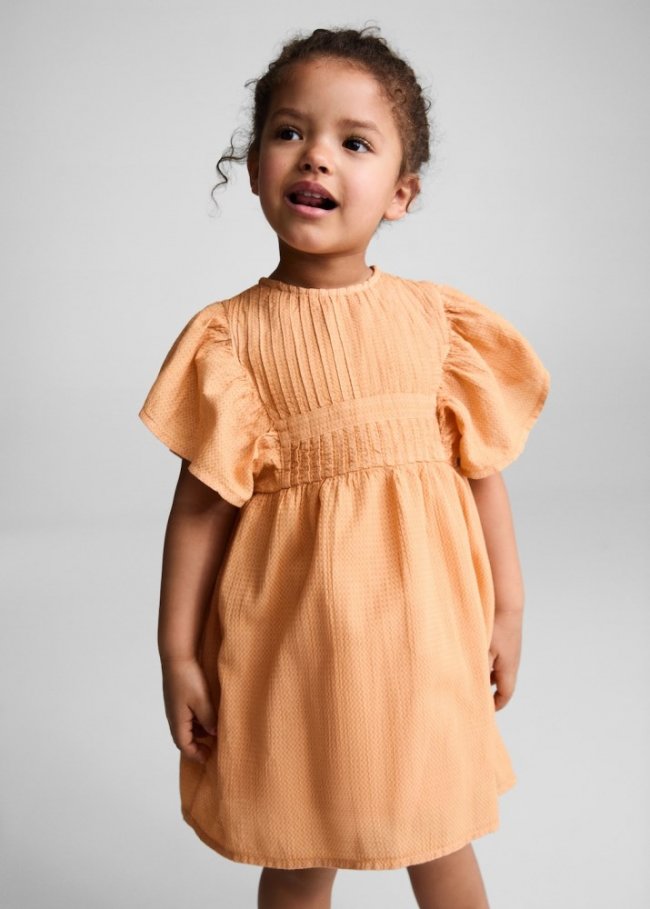Mango Vestido volantes tinte natural - Mandarina