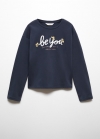 Mango Camiseta manga larga estampada - Azul marino