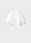 Mango Camisa lino botones - Blanco roto