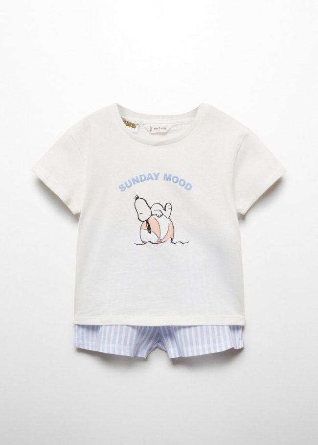 Mango Pijama corto Snoopy - Azul celeste