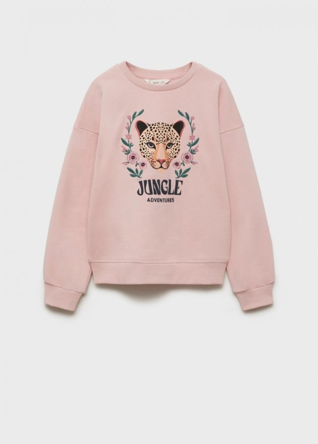 Mango Sudadera algodón estampada - Rosa