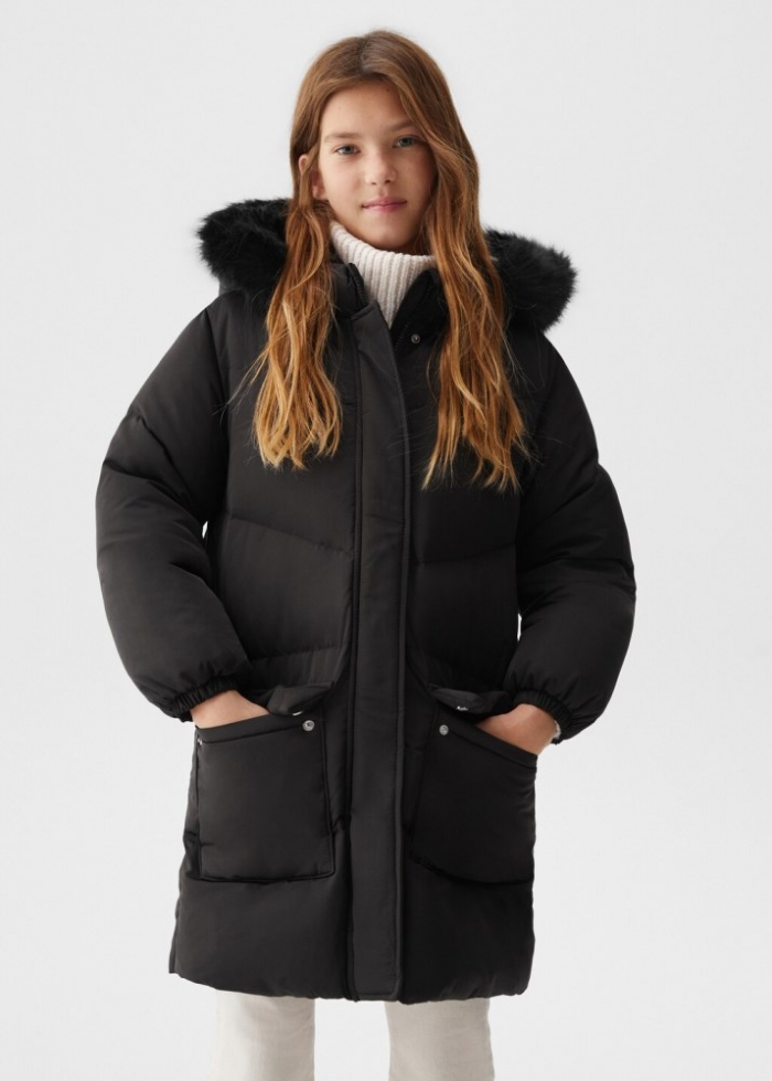 Mango Anorak plumas acolchado - Negro