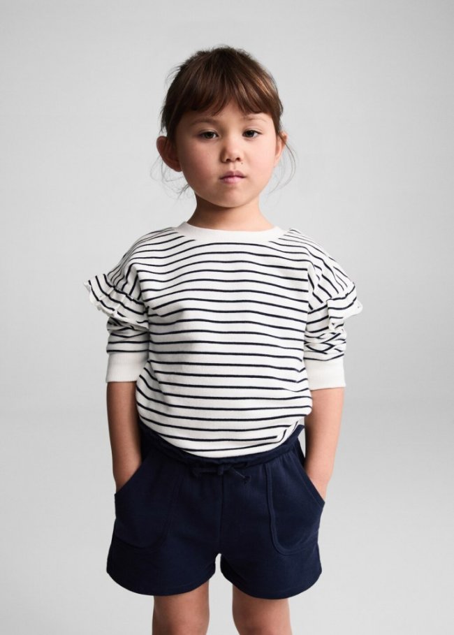 Mango Short algodón cintura elástica - Azul marino oscuro