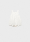 Mango Vestido algodón bordado suizo - Blanco