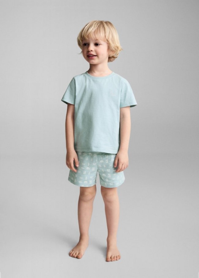 Mango Pijama corto estampado - Verde agua