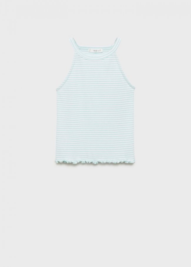 Mango Camiseta tirantes rayas - Verde agua