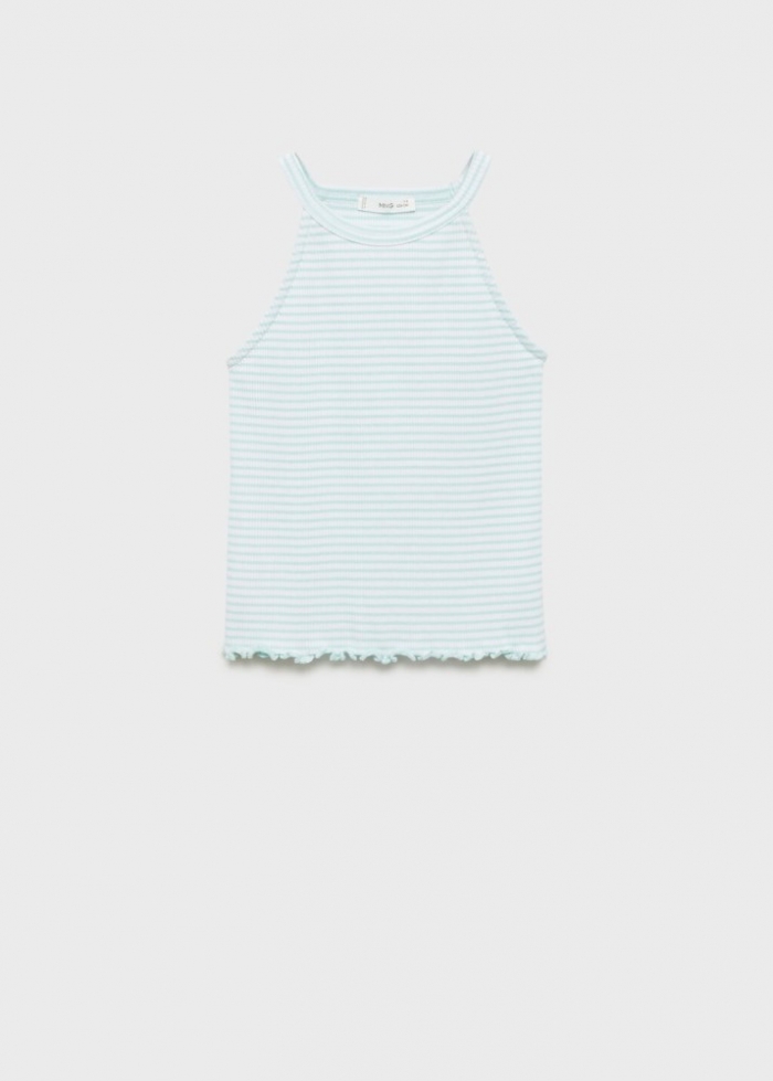 Mango Camiseta tirantes rayas - Verde agua