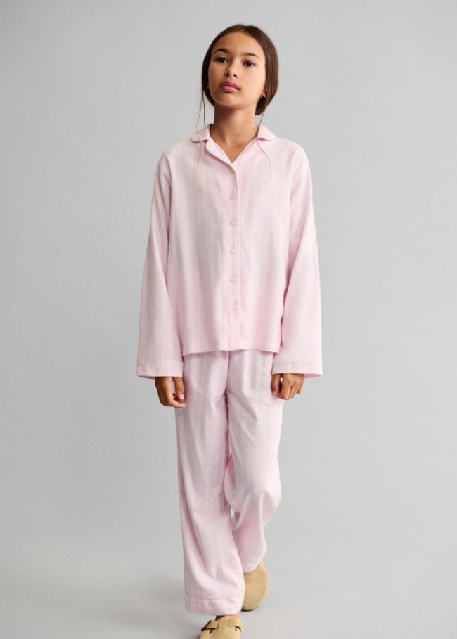 Mango Pijama largo rayas - Rosa