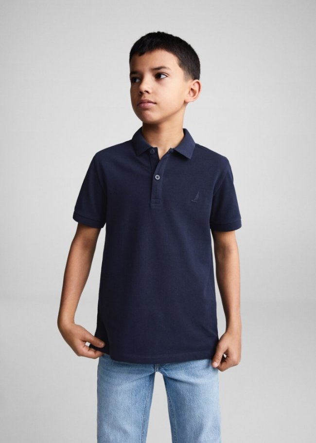 Mango Polo 100% algodón - Azul marino oscuro