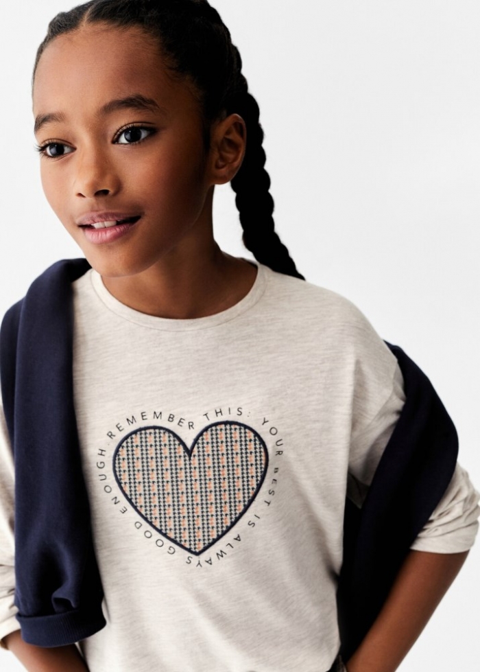 Mango Camiseta manga larga estampada - Arena