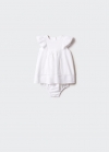 Mango Vestido y ranita lino - Blanco roto