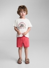 Mango Camiseta algodón dibujo - Blanco roto