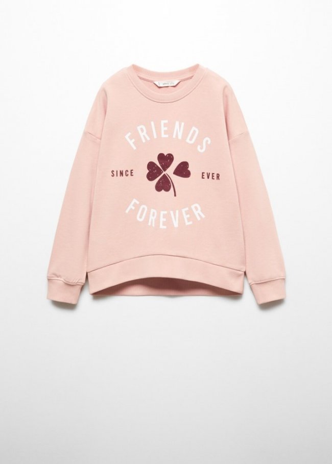 Mango Sudadera mensaje algodón - Rosa