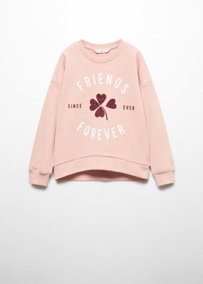 Mango Sudadera mensaje algodón - Rosa