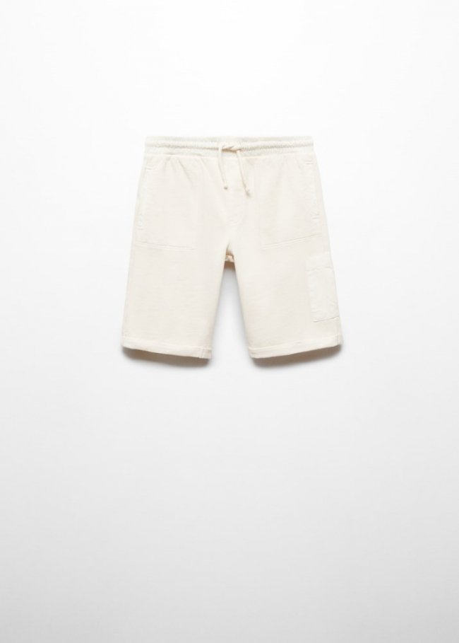 Mango Bermudas algodón cintura elástica - Gris hielo