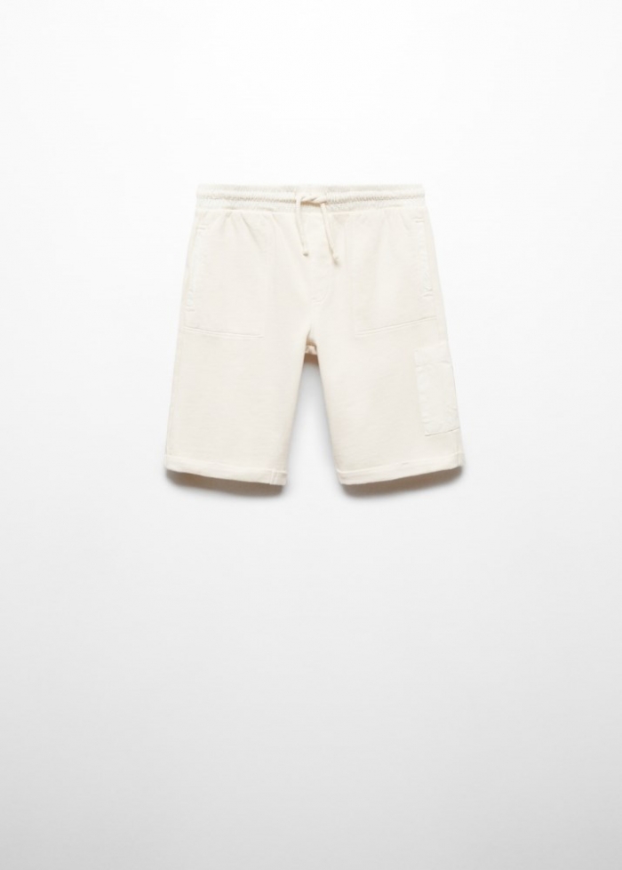 Mango Bermudas algodón cintura elástica - Gris hielo