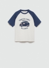 Mango Camiseta estampada algodón - Azul