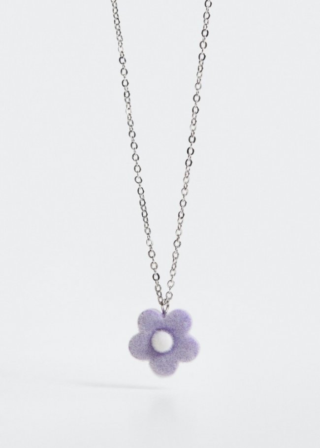 Mango Collar cadena flor - Plata