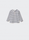 Mango Camiseta manga larga rayas - Azul marino oscuro