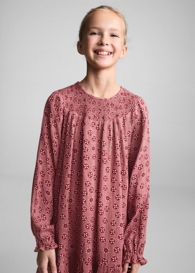 Mango Vestido algodón flores - Rosa