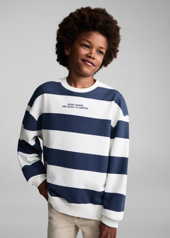 Mango Sudadera algodón rayas - Azul marino oscuro