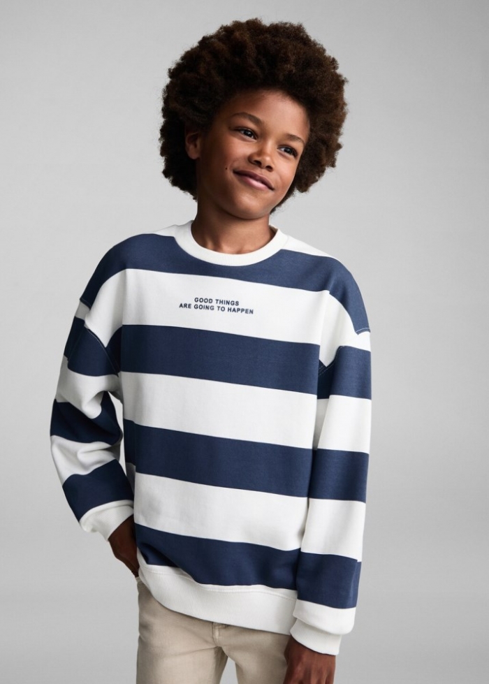 Mango Sudadera algodón rayas - Azul marino oscuro