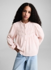 Mango Blusa algodón bámbula - Rosa