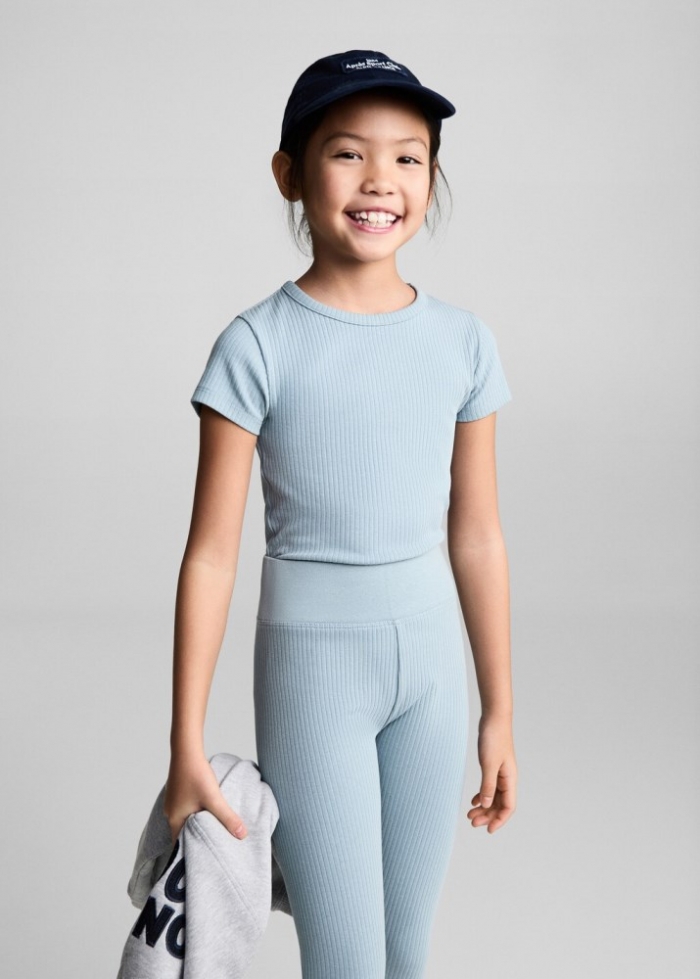 Mango Leggings canalé algodón - Azul celeste