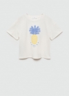 Mango Camiseta algodón relieve piña - Blanco roto