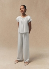 Mango Pantalón recto metalizado - Plata