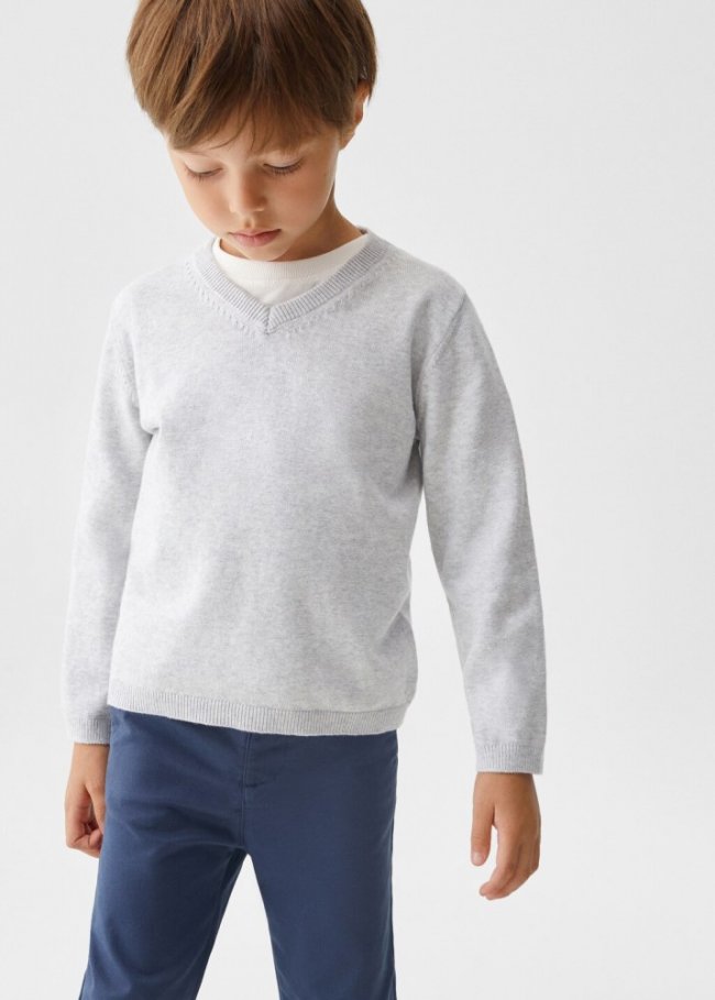 Mango Jersey cuello pico - Gris