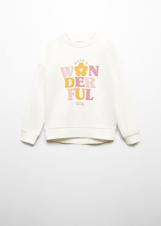 Mango Sudadera mensaje algodón - Crudo