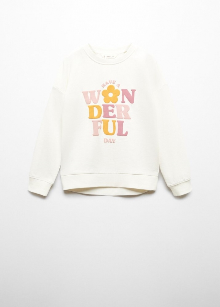 Mango Sudadera mensaje algodón - Crudo