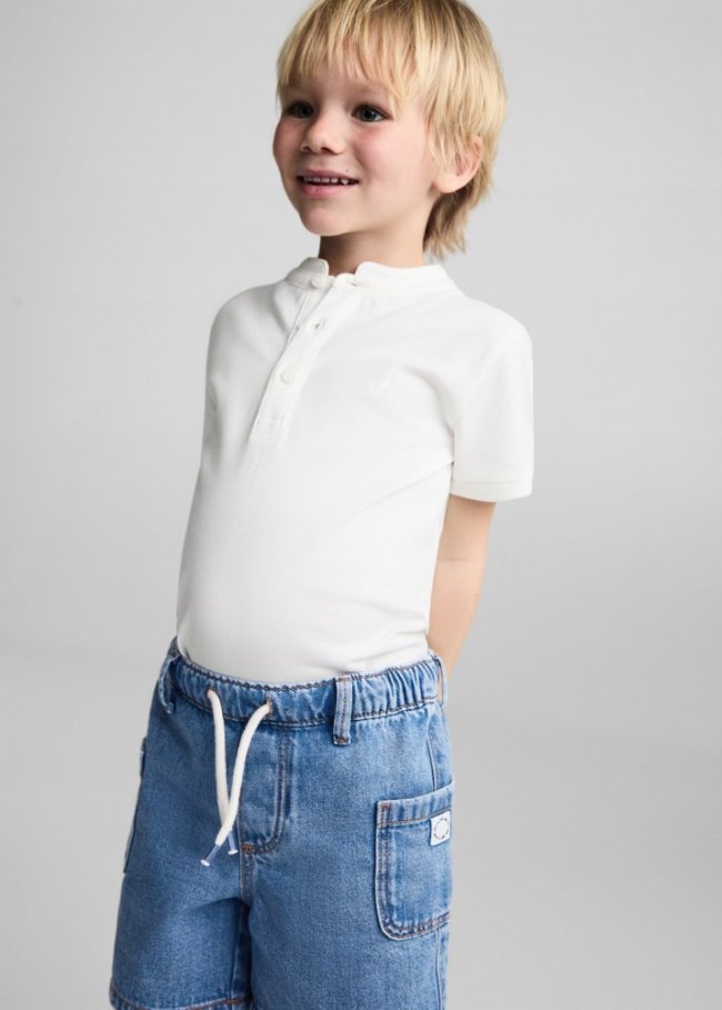 Mango Bermudas denim cintura elástica - Azul medio