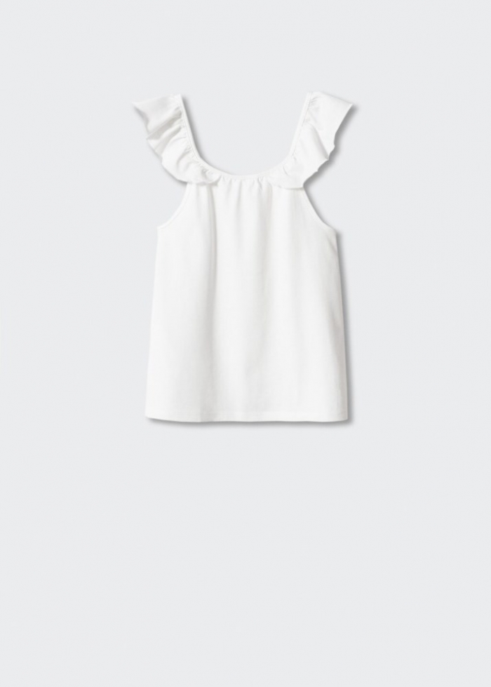 Mango Camiseta tirantes volante - Blanco roto