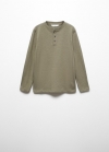 Mango Camiseta manga larga botones - Khaki