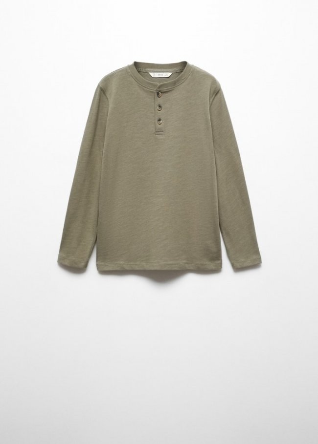 Mango Camiseta manga larga botones - Khaki