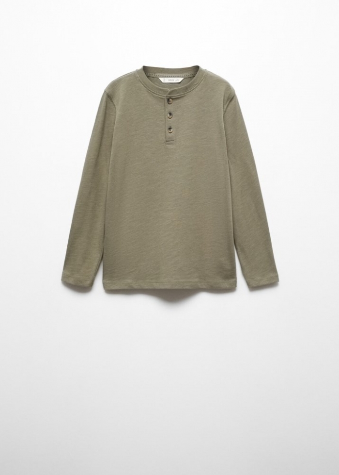 Mango Camiseta manga larga botones - Khaki