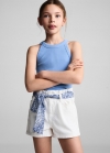 Mango Top tirantes canalé - Azul porcelana