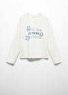 Mango Camiseta manga larga mensaje - Blanco roto