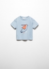 Mango Camiseta dibujo estampado - Azul celeste