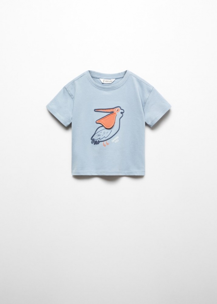 Mango Camiseta dibujo estampado - Azul celeste