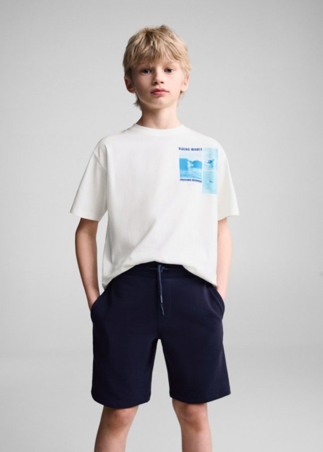 Mango Bermudas algodón cintura elástica - Azul marino oscuro