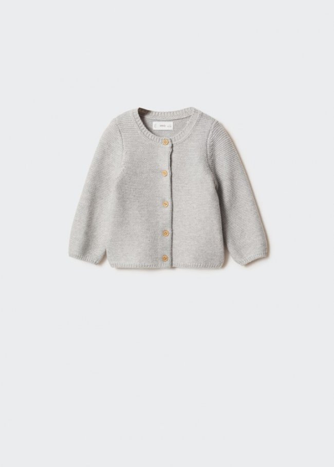 Mango Cárdigan punto algodón - Gris claro vigoré