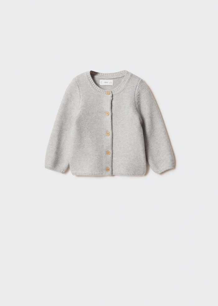 Mango Cárdigan punto algodón - Gris claro vigoré